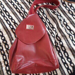 Alfred Sung Urban And Elegant Red Satchel - Mini Backpack -Convertible Bag/purse